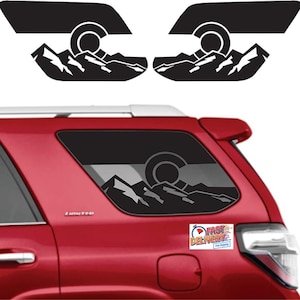 Fit For Toyota 4Runner 2010-2023 Precut Colorado Mountain Scene Flag Decals Rear Quarter Window Both Side Proudly Made in The US Matte Black