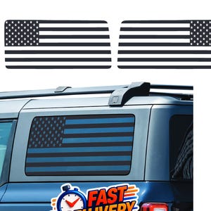 Ford Bronco 2 Door Window Decals 2021-2024 | Precut American Flag Both Sides | Matte Black | Made in USA | Car Accessories Sticker