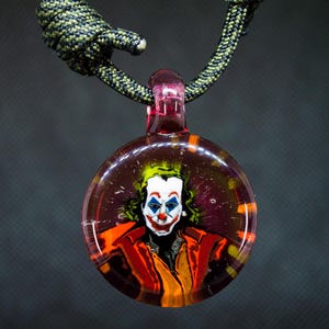 Handmade Glass Joker Pendant Necklace - Torchwork - Unique Character Jewelry