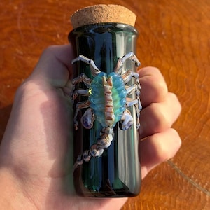 Handmade Emerald Green Glass Jar: Alien Facehugger Decor