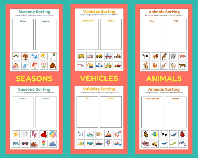 30 Educational Sorting Worksheets for Kids - Fun Learning Games for