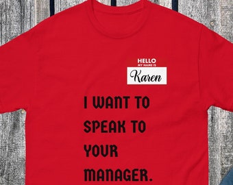 Karen - Maglietta divertente di Halloween "Parla con il tuo manager" - Costume di coppia (solo maglietta di Karen - Link alla maglietta del manager nella descrizione)