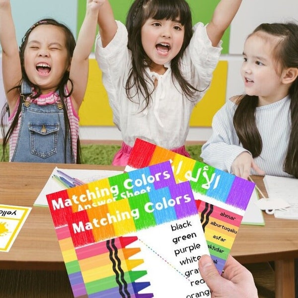 Color Your World with English Color Matching Worksheets: Learn and Review the Colors in English - Digital Download + Free BONUS Poster