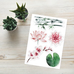 Japanese Lotus, Cherry Blossom, & Lily Pads Sticker Sheet