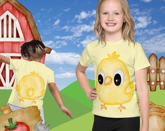 Costume de t-shirt Easy Chick pour enfants – Costume de groupe familial assorti (T-shirt de poussin uniquement – Lien pour mélanger et assortir les t-shirts de ferme dans notre magasin)