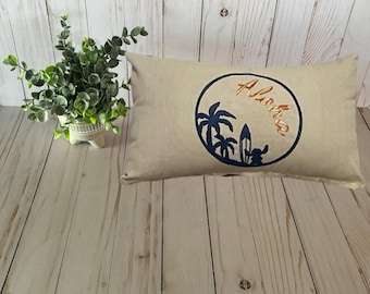 Stitch Aloha Pillow cover ONLY, Character Pillow Cover, Surfing Pillow Case, Embroidered, Lumbar Pillow, Accent Pillow, Handmade, Cushion