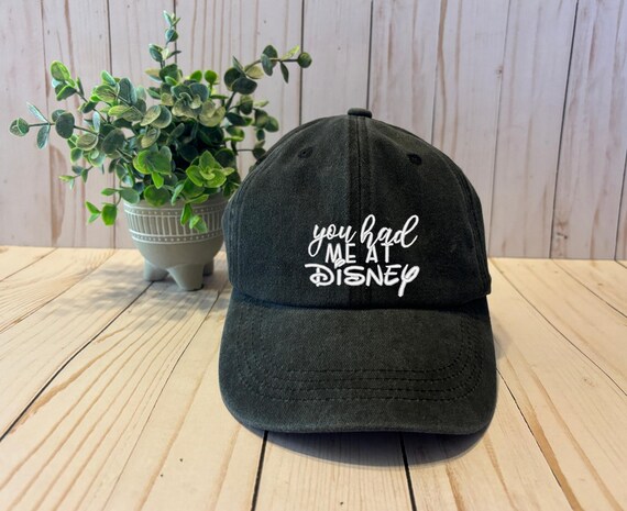 Disney Black \'Disneyland\' Embroidered Baseball Cap Hat Amazon.com: Disney Adult Original Disney Script Baseball Hat  main image 2