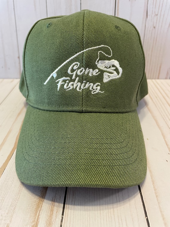 Gone Fishing Baseball Hat, Vacation Hat, Funny Saying, Embroidered  Distressed Green Adjustable Vintage Baseball Cap Gift for Men Dad Grandpa 