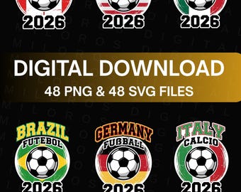 WM 2026 Fußball Clipart | Fan Art | Country Flaggen SVG PNG (Digitaler Download)