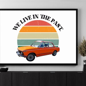 Orange Simple Retro Car Art Vintage Car Art Work Old Car Printable Art Modern Old Car Wall Art