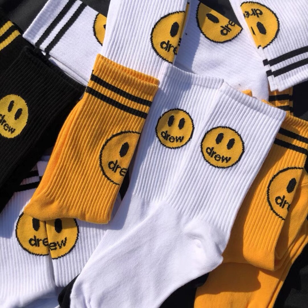 Drew Socks, Happy Face Drew Socks for Women and Men, Simley Face Socks