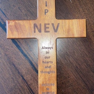 Cross Memorial - Wood - Laser Engraved
