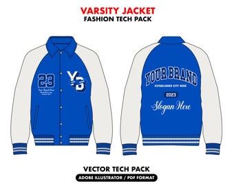 Varsity jacket tech pack, clothing sketch, Bundle Fashion Design Template, jacket vector sketch, jacket vector, varsity jacket designer
