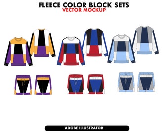 Fashion collection tech pack bundle, clothing sketch, Flat clothing mockup, color block vector mockup Bundle, fashion designer template