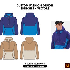 Paquete técnico de bocetos de moda personalizado: dibujo técnico de boceto plano personalizado, ilustrador Ai. Archivo de descarga vectorial PDF, vectores de moda personalizados