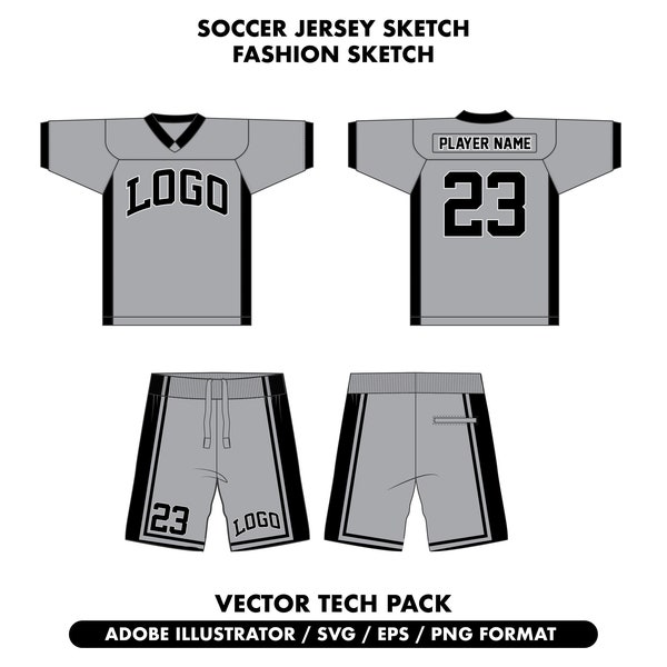 SoccerJersey Vector Mockup, Football Jersey Template, Jersey Tech Pack, Soccer jersey template, soccer jersey tech pack, clothing mockup