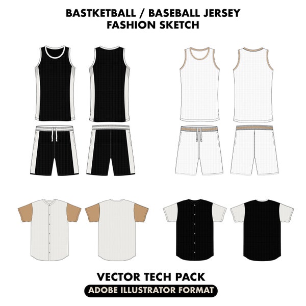 Jersey Fashion Flat Sketch, Fashion flat sketch,  Flat Sketch Technical Drawing-Illustrator Ai, basketball jersey vector, baseball jersey