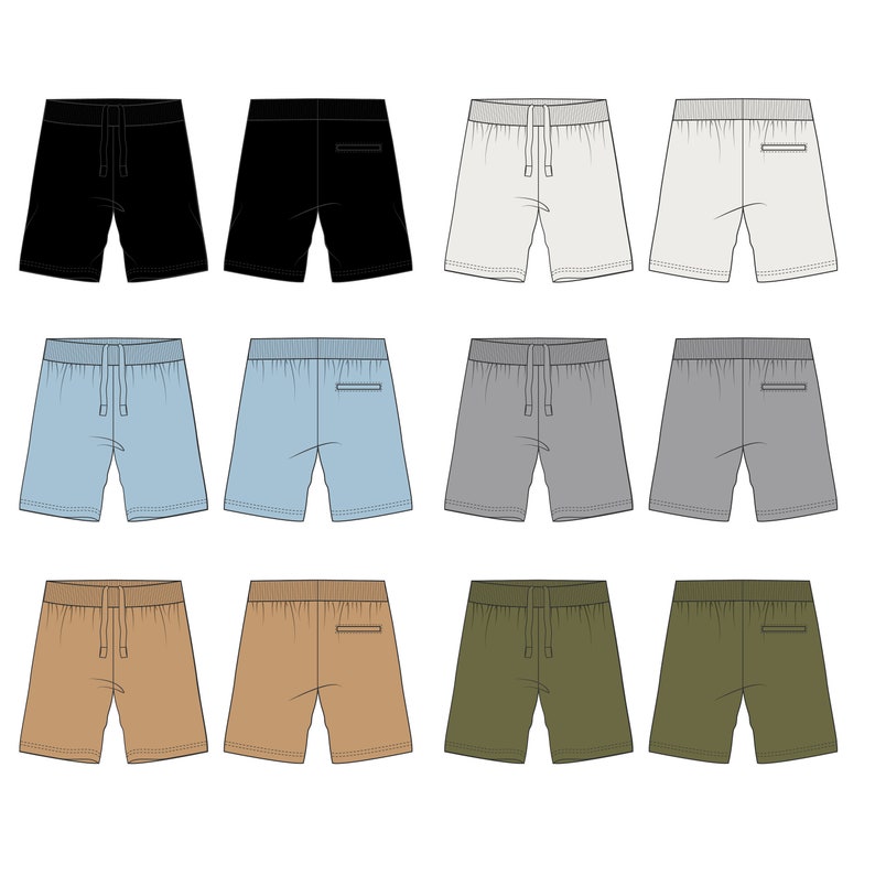 Sweatpants Vector Adobe Illustrator Tech Pack, bottoms tech pack bundle, clothing sketch, Bundle Fashion Design Template, pants sketch image 3
