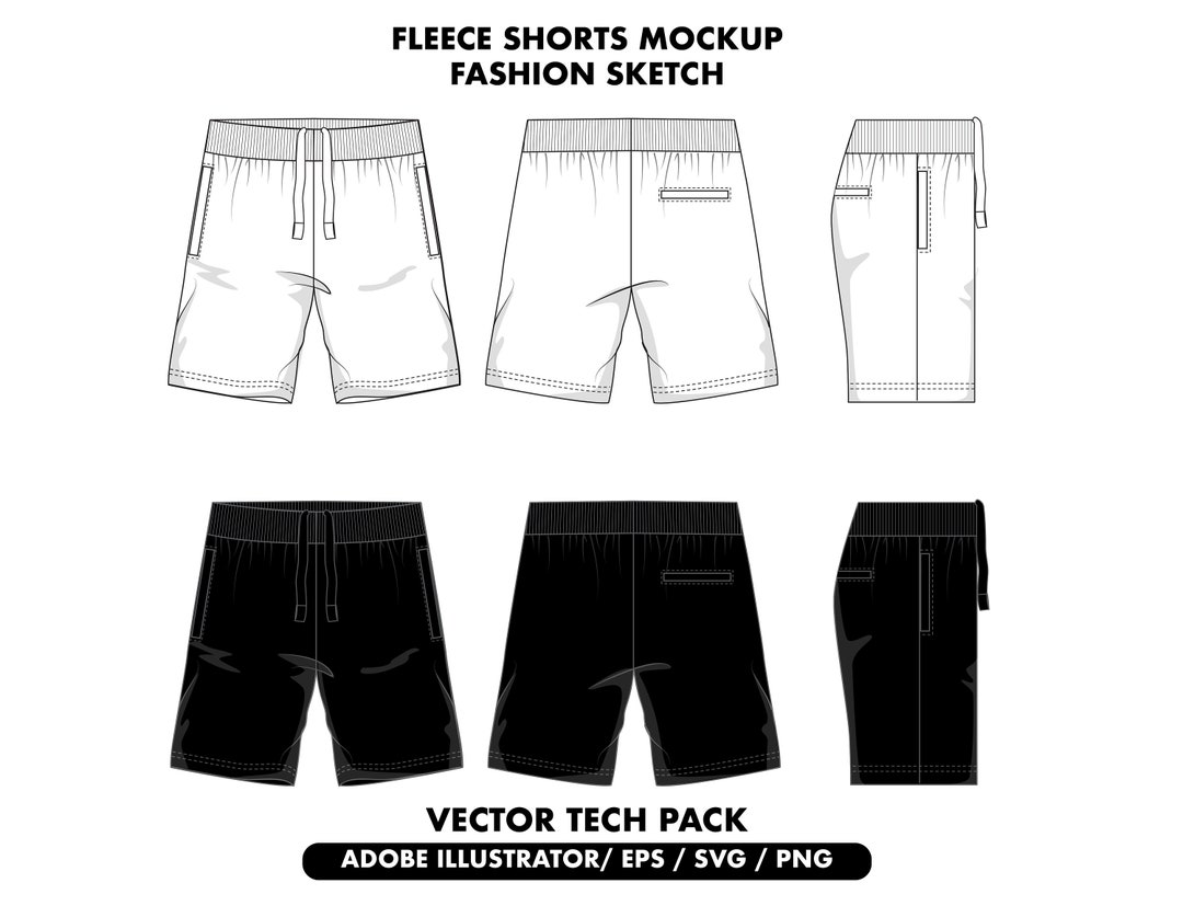 Streetwear Shorts Template, Shorts Techpack Mockup,shorts Vector, Mesh ...