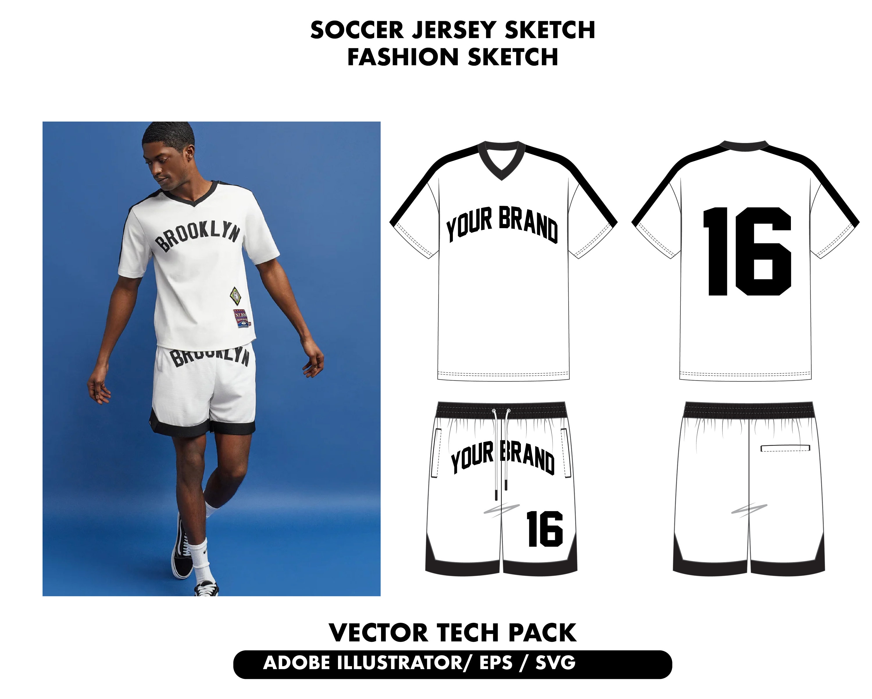 Soccerjersey Vector Mockup, Football Jersey Template, Jersey Tech Pack