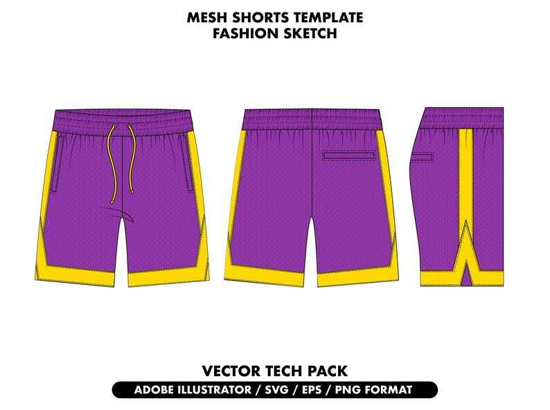 Mesh Shorts Template Streetwear Vector Shorts, Mesh Shorts Sketch, Mesh ...