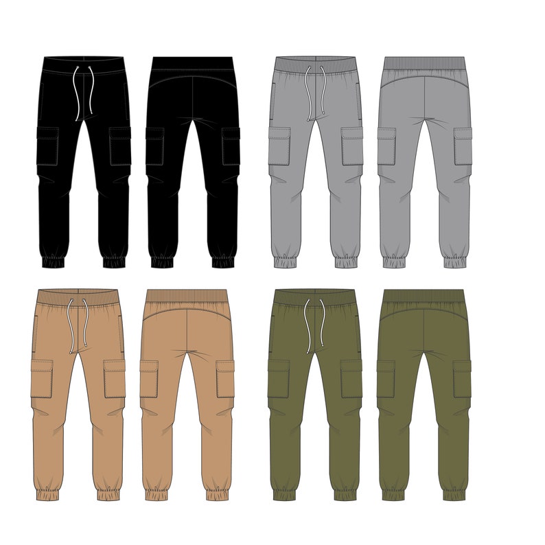 Sweatpants Vector Adobe Illustrator Tech Pack, bottoms tech pack bundle, clothing sketch, Bundle Fashion Design Template, pants sketch image 5