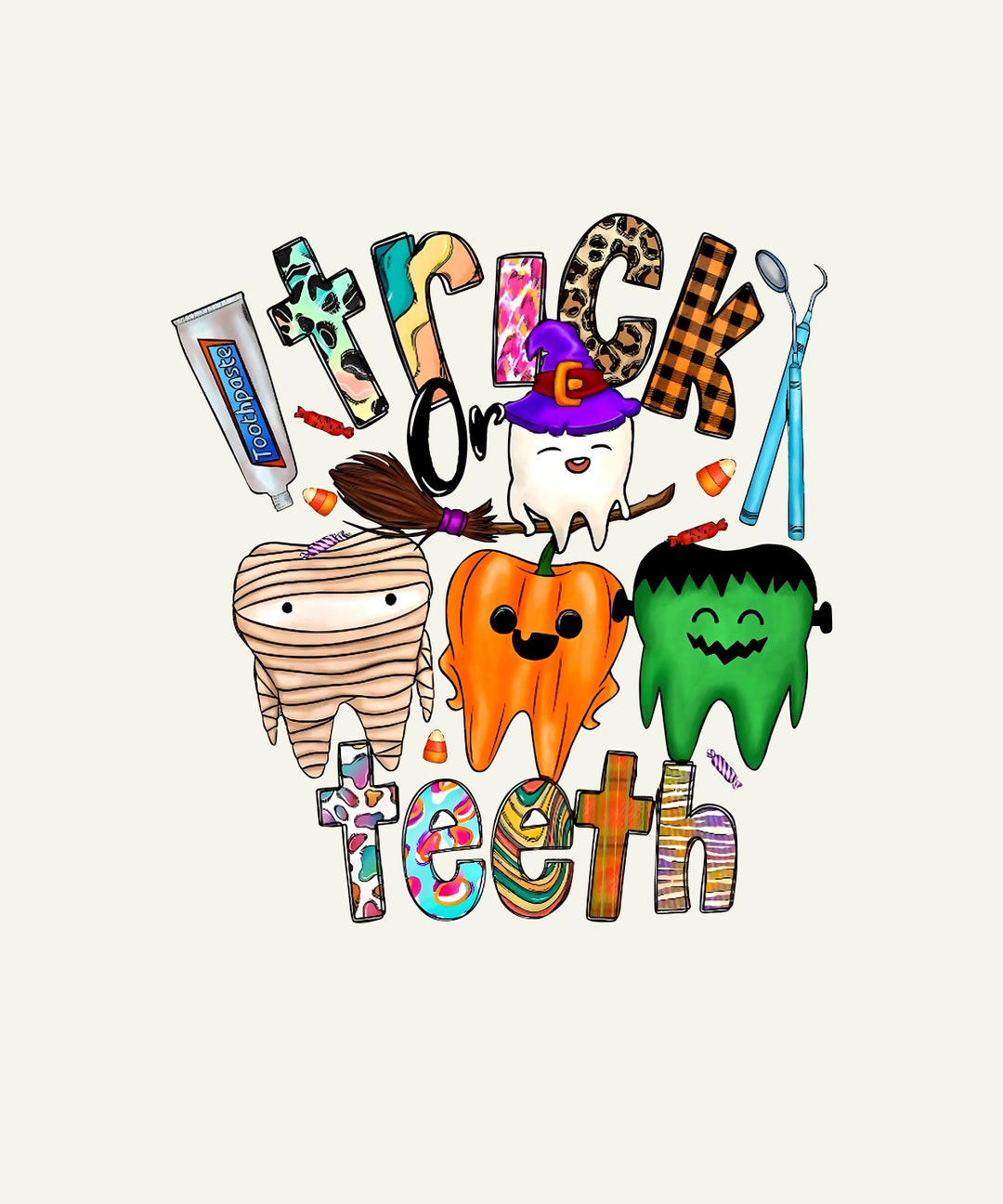 Comfort Colors Trick or Teeth Halloween Dentist Halloween Etsy