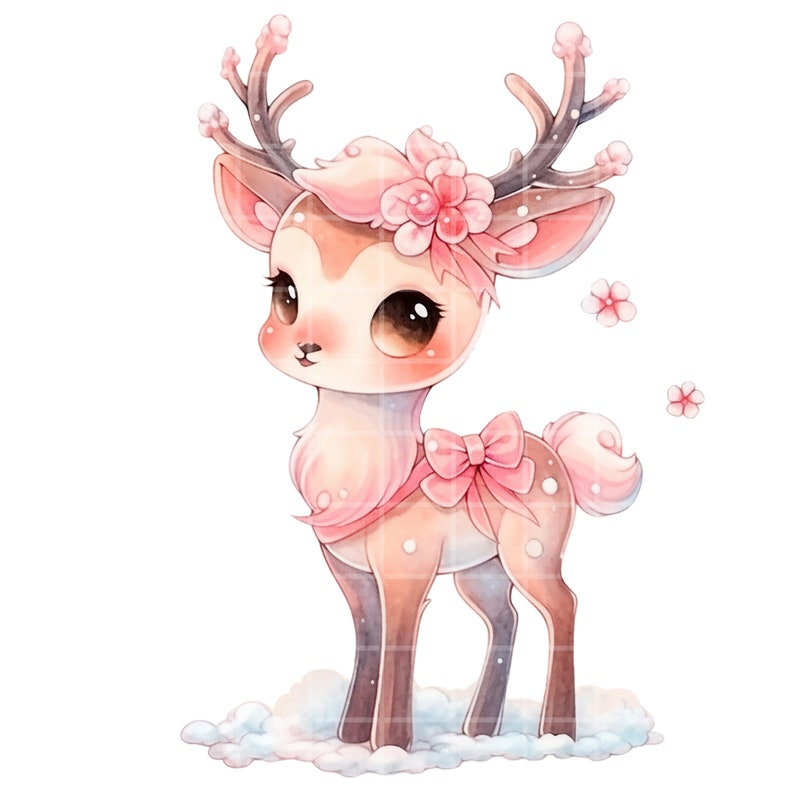 Cute Pink Reindeer Clipart Set for Creative Projects, Christmas Baby ...