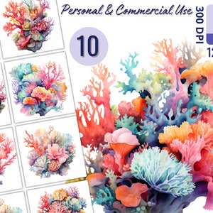 Tropical Coral Reef Clipart Set for Creative Projects, Summer and Ocean Designs, Nature, Card Making, Collage, Scrapbooking, Free License