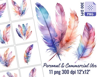 Watercolor Feathers in Creative Projects, PNG, Pastel Colors, Transparent background, Collage, Card Making, Scrapbooking, Free License