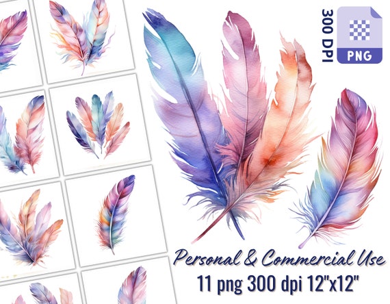 Watercolor Feathers in Creative Projects, PNG, Pastel Colors, Transparent background, Collage, Card Making, Scrapbooking, Free License