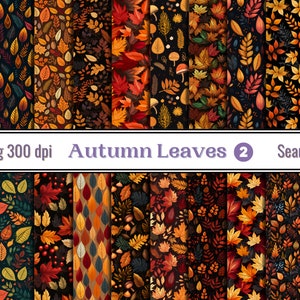 Feuilles d'automne Modèles sans couture pour projets créatifs, Papier numérique d'automne, Scrapbooking, Artisanat en papier, Collage, Fabrication de cartes, Sublimation, pt2