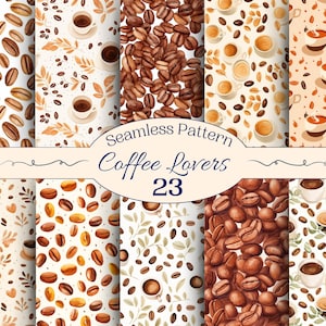 Kaffee Themen nahtlose Muster für kreatives Projekt, Kaffee Liebhaber Designs, digitales Papier, Scrapbooking, Hand Handwerk, Kartenherstellung, Sublimation