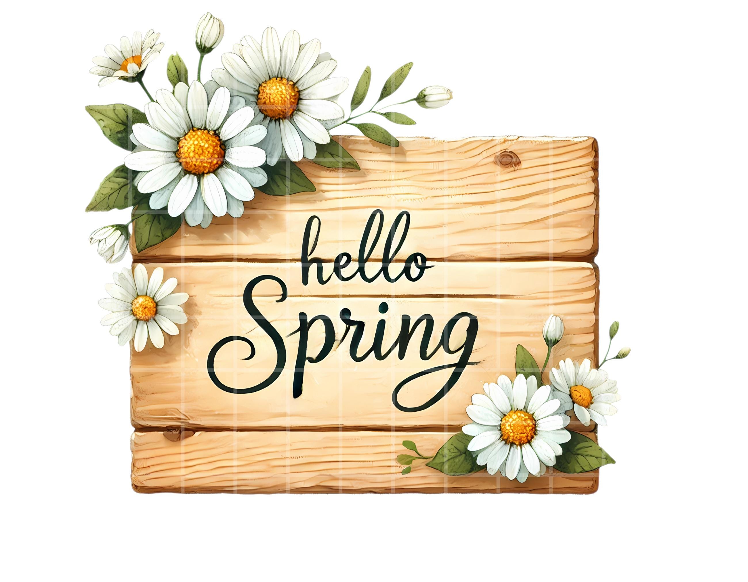 Spring Signs Cliparts for Creative Project, Floral Spring Graphics ...