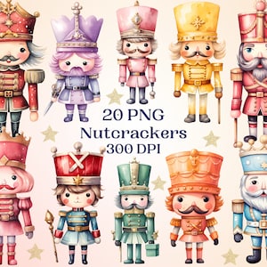 Conjunto de clipart de quebra-nozes de Natal para projetos criativos, designs de Natal de inverno, itens digitais, colagem, artesanato de Natal de inverno com fantasia