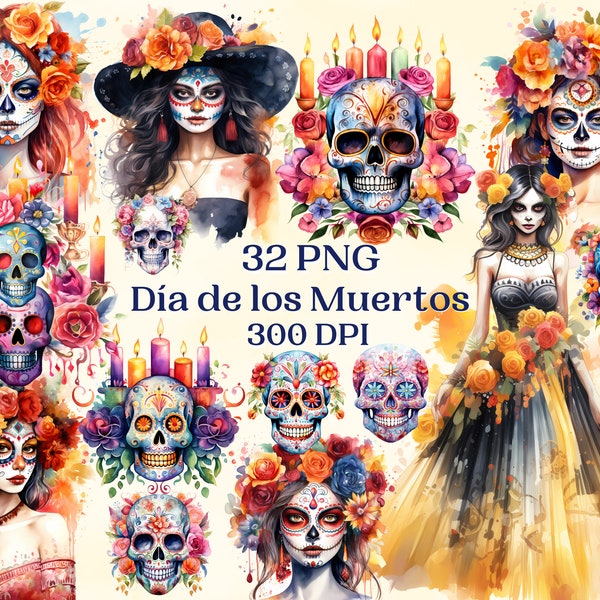 Día de los Muertos Clipart Set for Creative Project, Day of the Dead Mexico Design, Digital Ephemera, Card Making, Scrapbooking, Sublimation