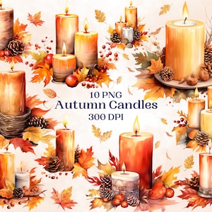 Bougies d'automne pour projets créatifs, Décoration de remerciement, Designs imprimables, Éphémères numériques, Fabrication de cartes, Scrapbooking, Sublimation