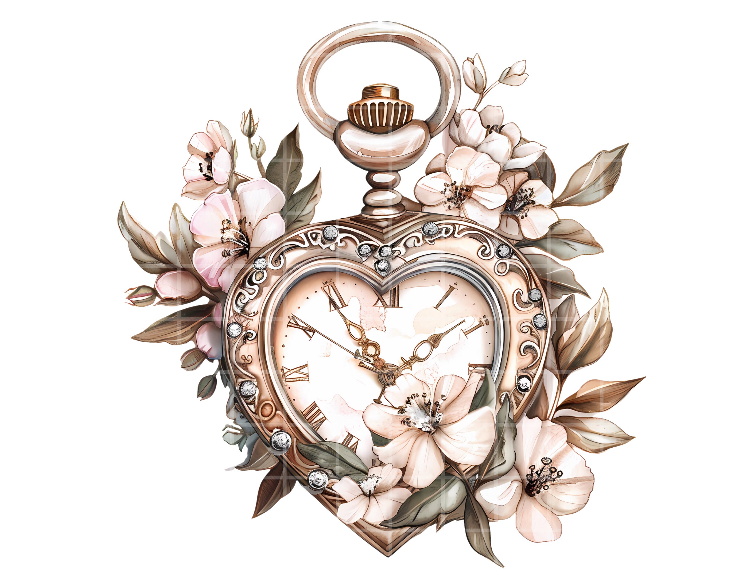 Heart shaped old fashion pocket watch Buy Strada Blue Glass, Multi Color Austrian Crystal Japanese  main image 2