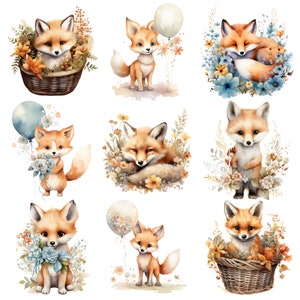 Cute Wild Foxes Clipart Set for Creative Project, Animal Graphics ...