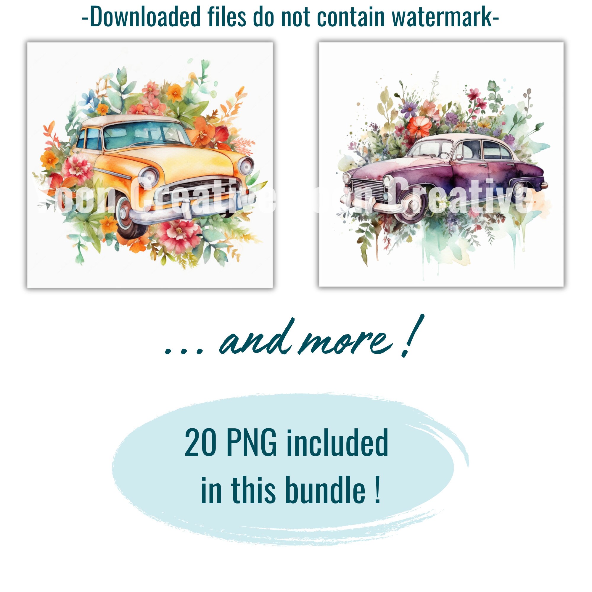 Watercolor Retro Cars Clipart Set 20 PNG Vintage Cars Etsy Canada