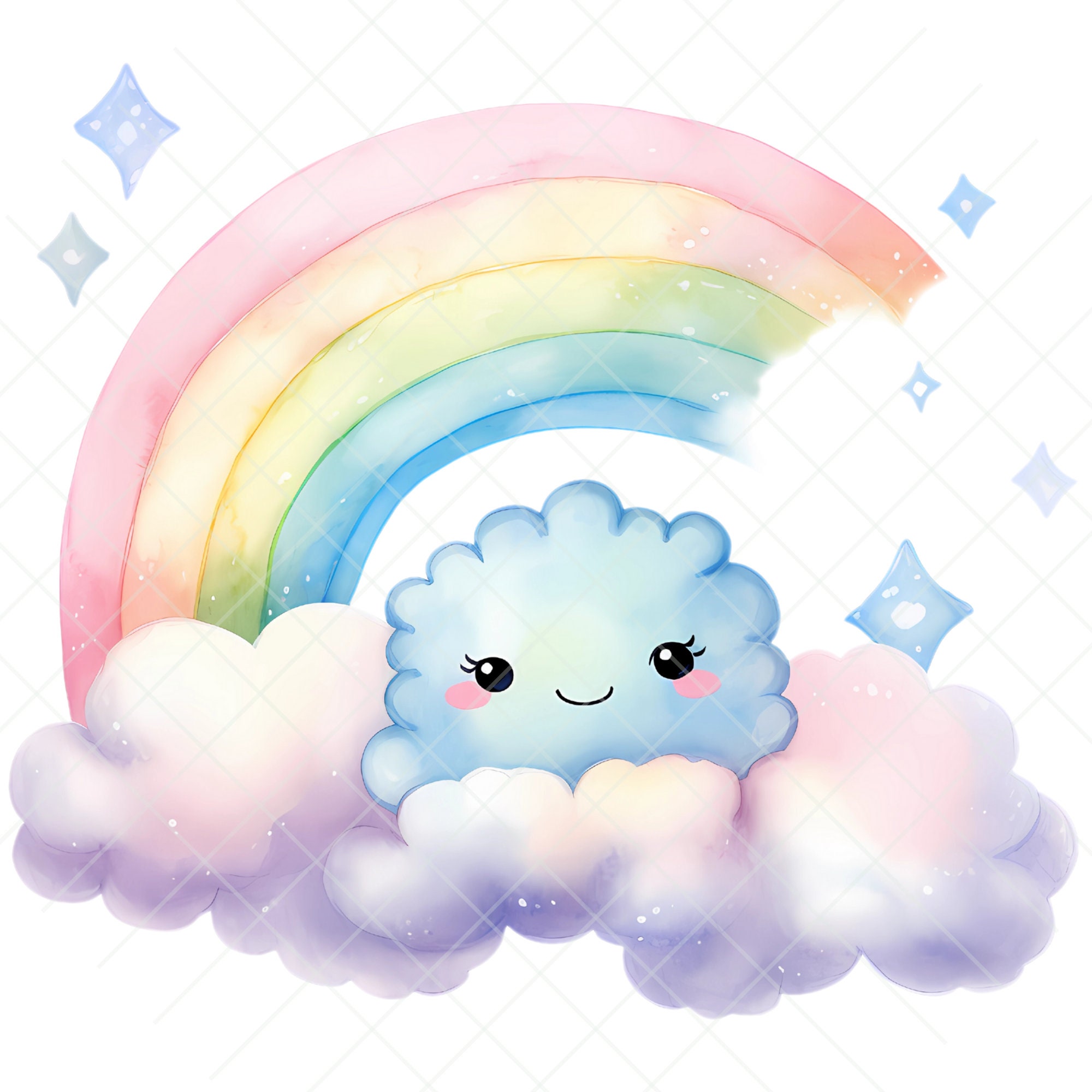 Magical Rainbows Clipart for Projects, Whimsical Cloud, Nursery Wall ...