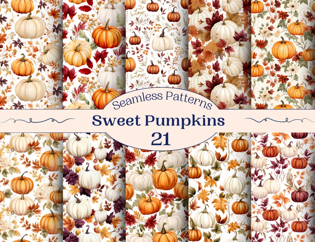Sweet Pumpkin Seamless Pattern for Creative Project, Autumn Digital ...