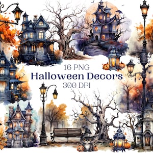 Spooky Halloween Decors for Creative Projects, Cute and Spooky Designs, Digital Ephemera, Collage, Card Making, Scrapbooking, Sublimation