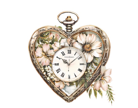 Heart-shaped Pocket Watches Cliparts for Creative Project 