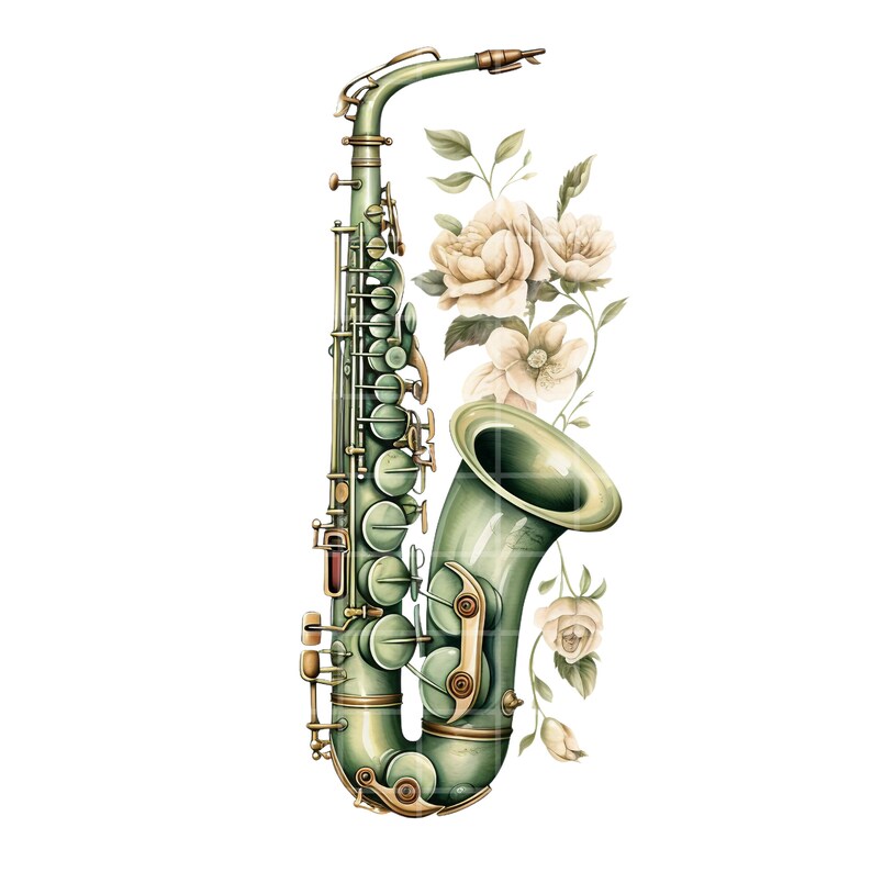 Sage Green Rose Cliparts for Creative Projetcs, Floral Musical Elements ...