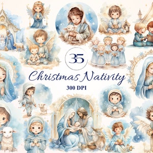 Kerst geboorte clipart set voor creatieve projecten, kerst winter ontwerp, afbeelding engel kinderen, Maria Maagd aquarel illustratie, Jezus, Jezus png