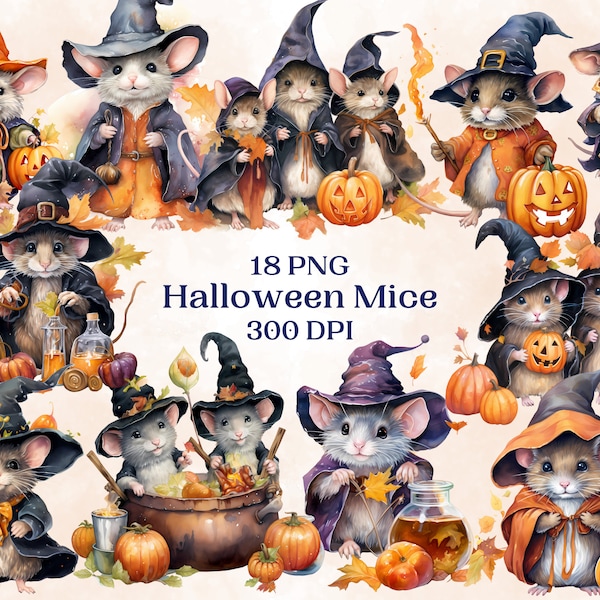 Halloween Mice for Creative Projects, Halloween Inspired Animal Printable Designs, Digital Ephemera, Card Making, Scrapbooking, Sublimation
