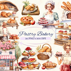 Gebäck-Bäckerei-Cliparts für kreatives Projekt, Gebäck-Grafik für Bäckerei, Menü und mehr, süßes Essen, Kartenherstellung, Scrapbooking, Sublimation
