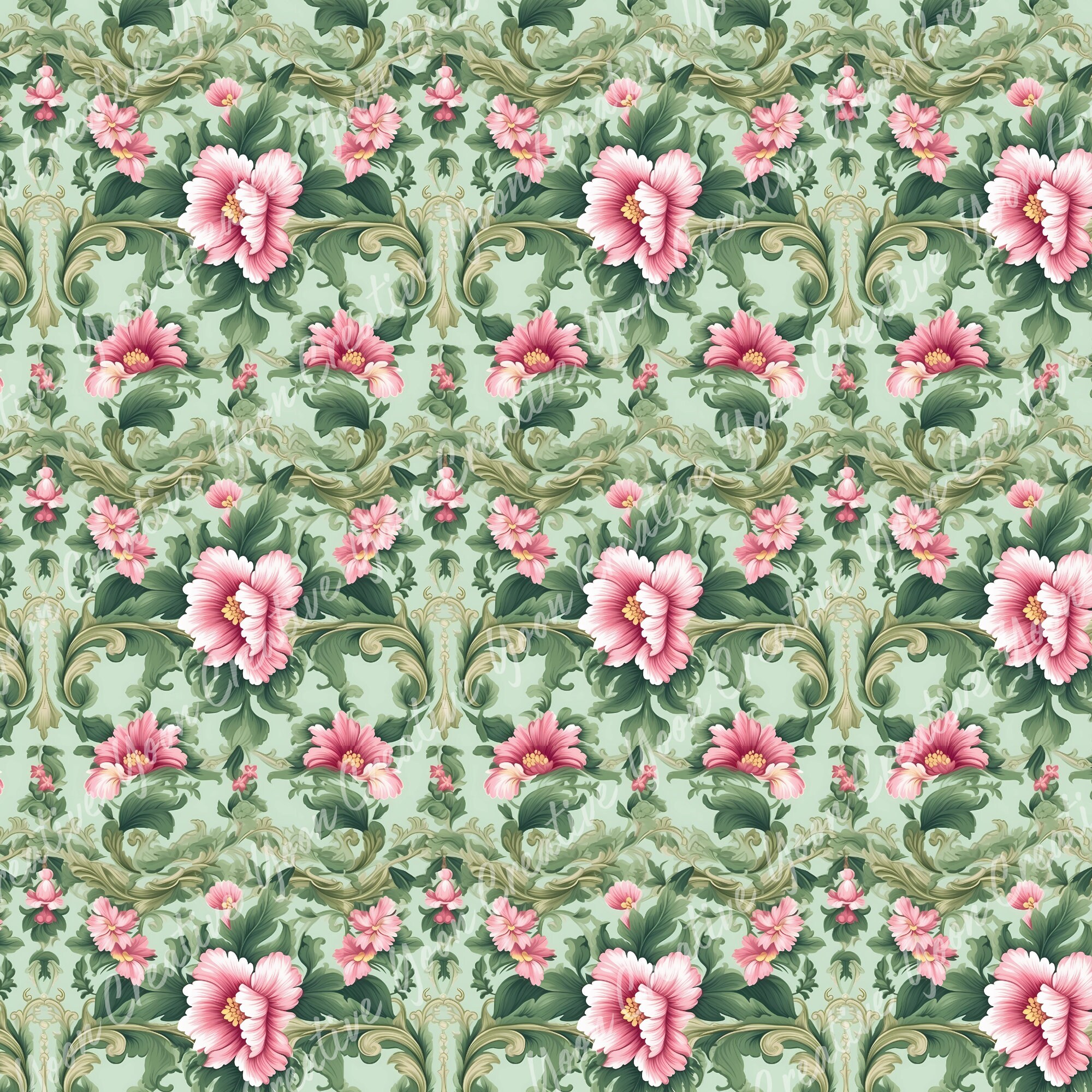 Vintage Floral Wallpaper Patterns for Creative Projects, Rococo Baroque