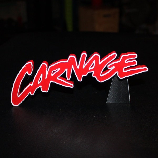 Art du logo de la bande dessinée Carnage imprimé en 3D